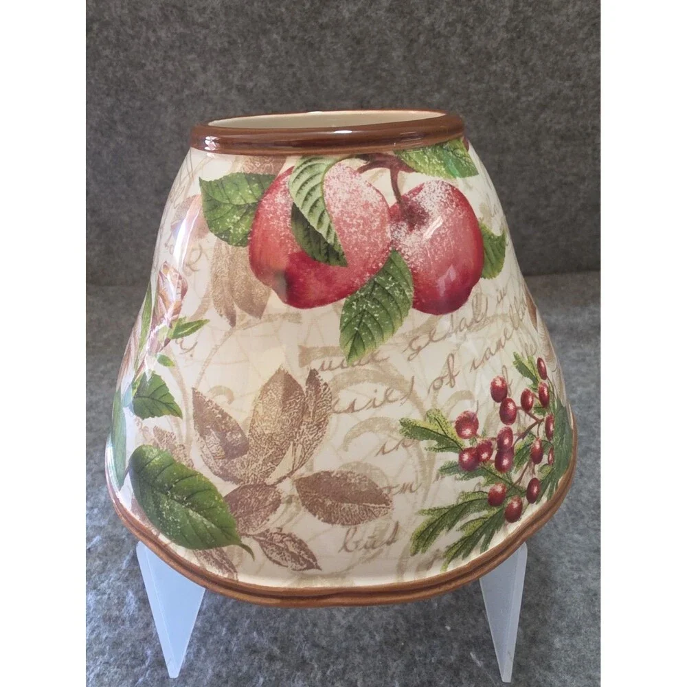 YANKEE CANDLE Large Shade Topper Magnolia Apples Christmas Country Cottage 2012